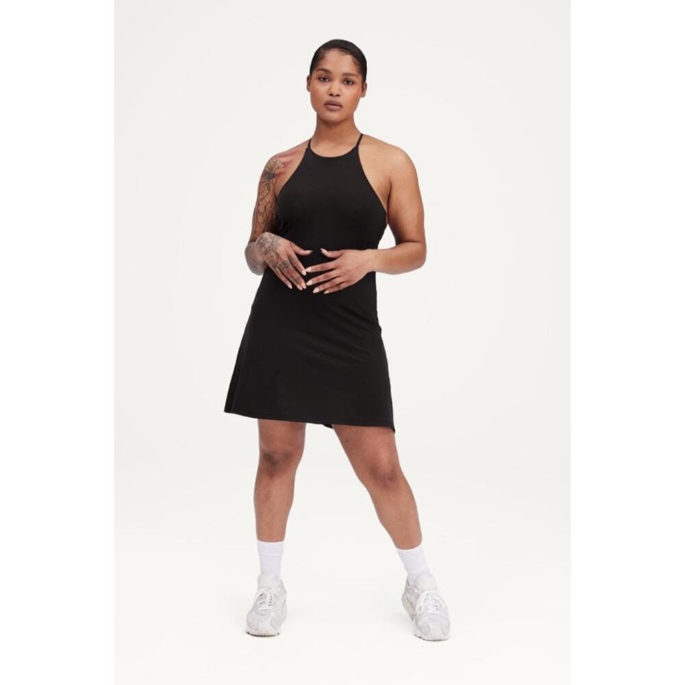 Girlfriend Collective Naomi Workout Dress in Black Size Medium - Picture 1 of 5